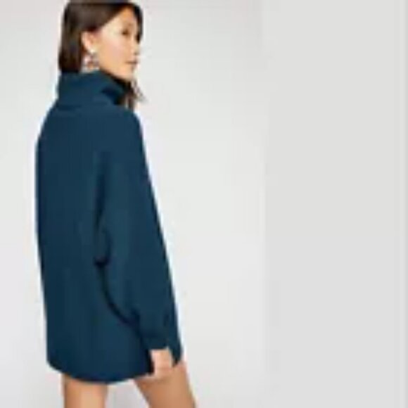 Free People Sweater Softly Structured Tunic Ribbed Deep Jade Boho LARGE OB816580 - Picture 2 of 13